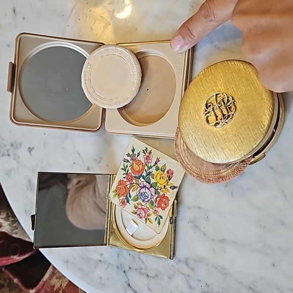 3pce old compacts w excellent mirrors 2 "filled" 1 1960s original - Picture 3 of 15